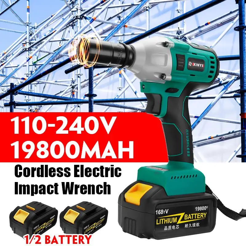168TV 19800mAh 350Nm Brushless Cordless Electric Wrench Impact Driver Power Tool Rechargeable Lithium Battery Household Drill
168TV 19800mAh 350Nm Brushless Cordless Electric Wrench Impact Driver Power Tool Rechargeable Lithium Battery Household Drill