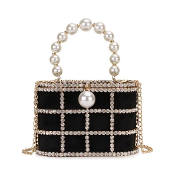 Luxury Openwork Pearls Basket Design Diamonds Women's Party Handbags Evening Bag Fashion Totes Bag Pouch Bosla
Luxury Openwork Pearls Basket Design Diamonds Women's Party Handbags Evening Bag Fashion Totes Bag Pouch Bosla