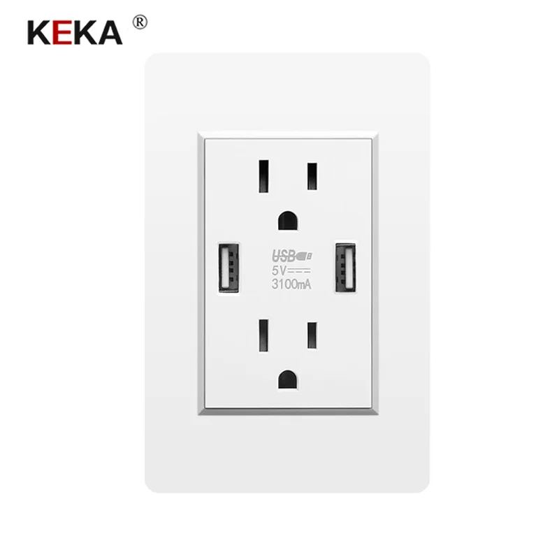 US Standard Dual USB Wall Socket,Double 2.1A Universal Plug Socket Port Power Adapter Outlets,Tamper Resistant Duplex Receptacle
US Standard Dual USB Wall Socket,Double 2.1A Universal Plug Socket Port Power Adapter Outlets,Tamper Resistant Duplex Receptacle