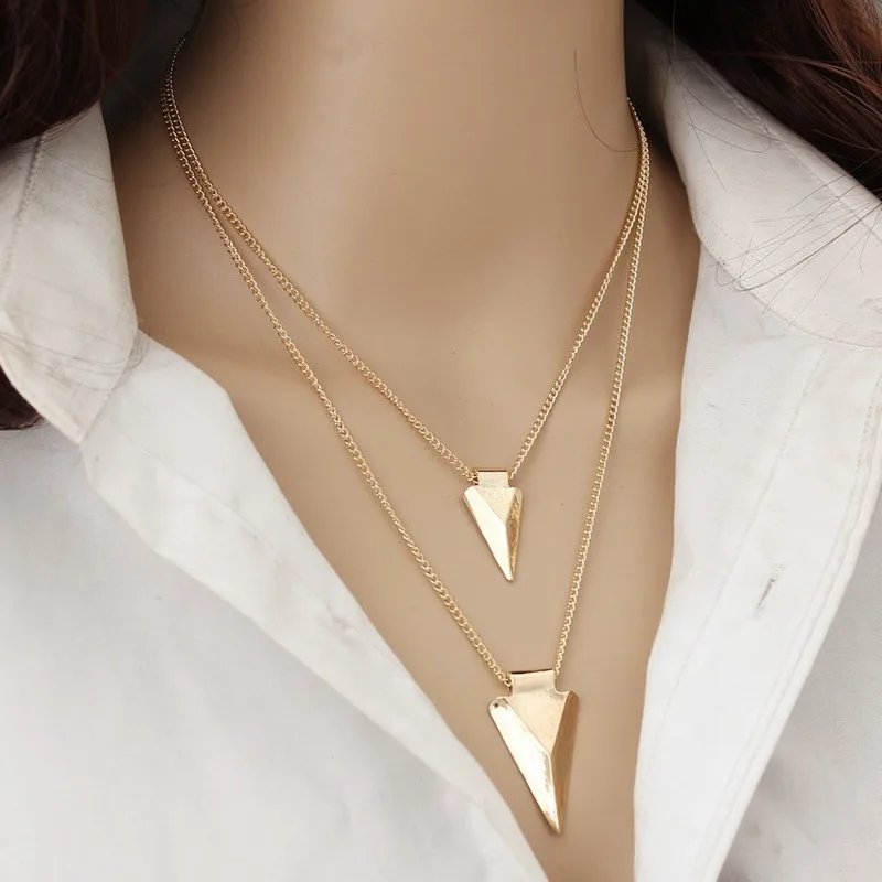 Fashion Gold Color Triangular Pendant Necklace Double Layered Clavicle Long Chain Necklaces for Women Jewelry Gift
Fashion Gold Color Triangular Pendant Necklace Double Layered Clavicle Long Chain Necklaces for Women Jewelry Gift