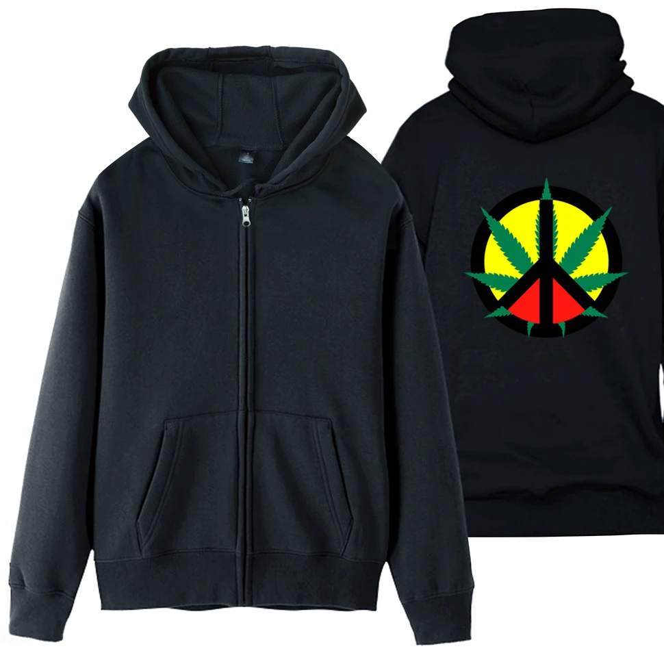 

Hemp Peace Sign Jamaica Reggae Regge Rasta Leaf Red Yellow Green Man Boy Coat Full Zip Hoodie Fleece Hooded Jacket ZIIART