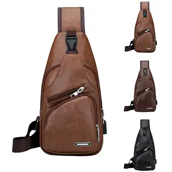 Bags Men Solid Color Faux Leather Shoulder Chest Bag with USB Port Earphone Hole Simple fashion bag
Bags Men Solid Color Faux Leather Shoulder Chest Bag with USB Port Earphone Hole Simple fashion bag