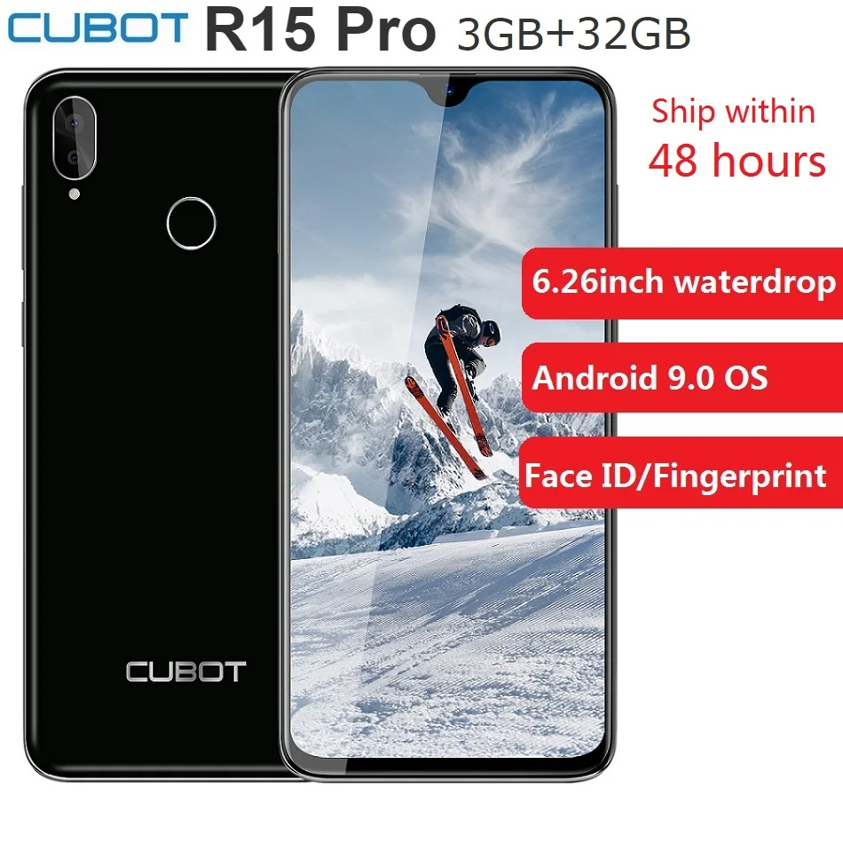Cubot R15 Pro 3GB+32GB ROM Smartphone Android 9.0 Quad Core 6.26" Waterdrop 13MP 3000mAh Fingerprint Face ID Mobile Cellphone
Cubot R15 Pro 3GB+32GB ROM Smartphone Android 9.0 Quad Core 6.26" Waterdrop 13MP 3000mAh Fingerprint Face ID Mobile Cellphone
