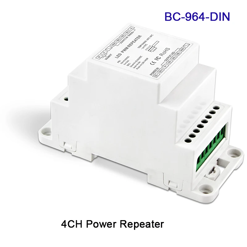 New DIN Rail DC5V 12V 24V input Led Power Repeater Led Amplifier 3CH/4CH/5CH output Signal Amplifier Power repeater BC-964-DIN
New DIN Rail DC5V 12V 24V input Led Power Repeater Led Amplifier 3CH/4CH/5CH output Signal Amplifier Power repeater BC-964-DIN