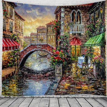 

Small-town street oil painting Indian Mandala HippieTapestry Wall Hanging Bohemian Gypsy Psychedelic Tapiz Witchcraft Tapestry