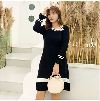 2019New fashion Autumn ladies lattice plus size dress Contrast color Western style Slim Age reduction knitting Sweater vestidos
2019New fashion Autumn ladies lattice plus size dress Contrast color Western style Slim Age reduction knitting Sweater vestidos