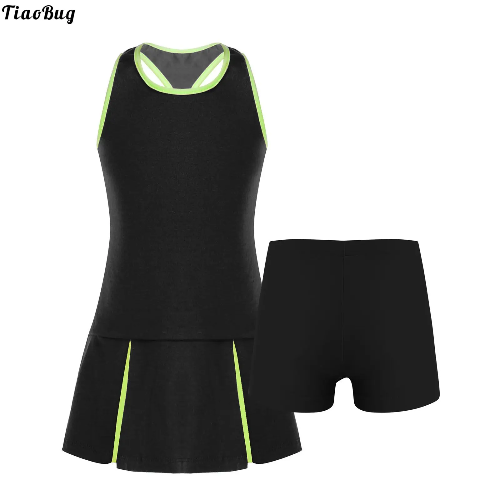 TiaoBug Summer Kids Girls 2Pcs Sport Suit Round Neck Sleeveless Dress And Shorts Set For Running Gym Tennis Badminton Sportswear
TiaoBug Summer Kids Girls 2Pcs Sport Suit Round Neck Sleeveless Dress And Shorts Set For Running Gym Tennis Badminton Sportswear