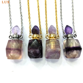 natural faceted fluorite Perfume Bottle Pendant gold and silver plated Essential oils diffuser for women necklace making
natural faceted fluorite Perfume Bottle Pendant gold and silver plated Essential oils diffuser for women necklace making