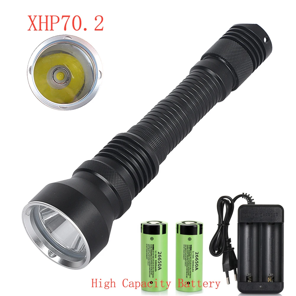 

new Professional 50000 lumen XHP70.2 Scuba Diving Flashlight Submarine Light 100M Underwater 26650 / 18650 Diving Torch lamp