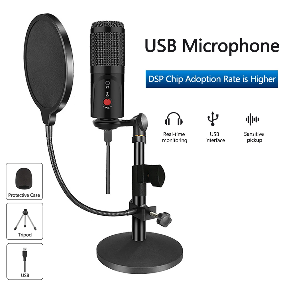 Condenser Microphone With Tripod USB Computer Studio Microphone For PC Microphone For Phone Karaoke Microphone With Sound Card
Condenser Microphone With Tripod USB Computer Studio Microphone For PC Microphone For Phone Karaoke Microphone With Sound Card