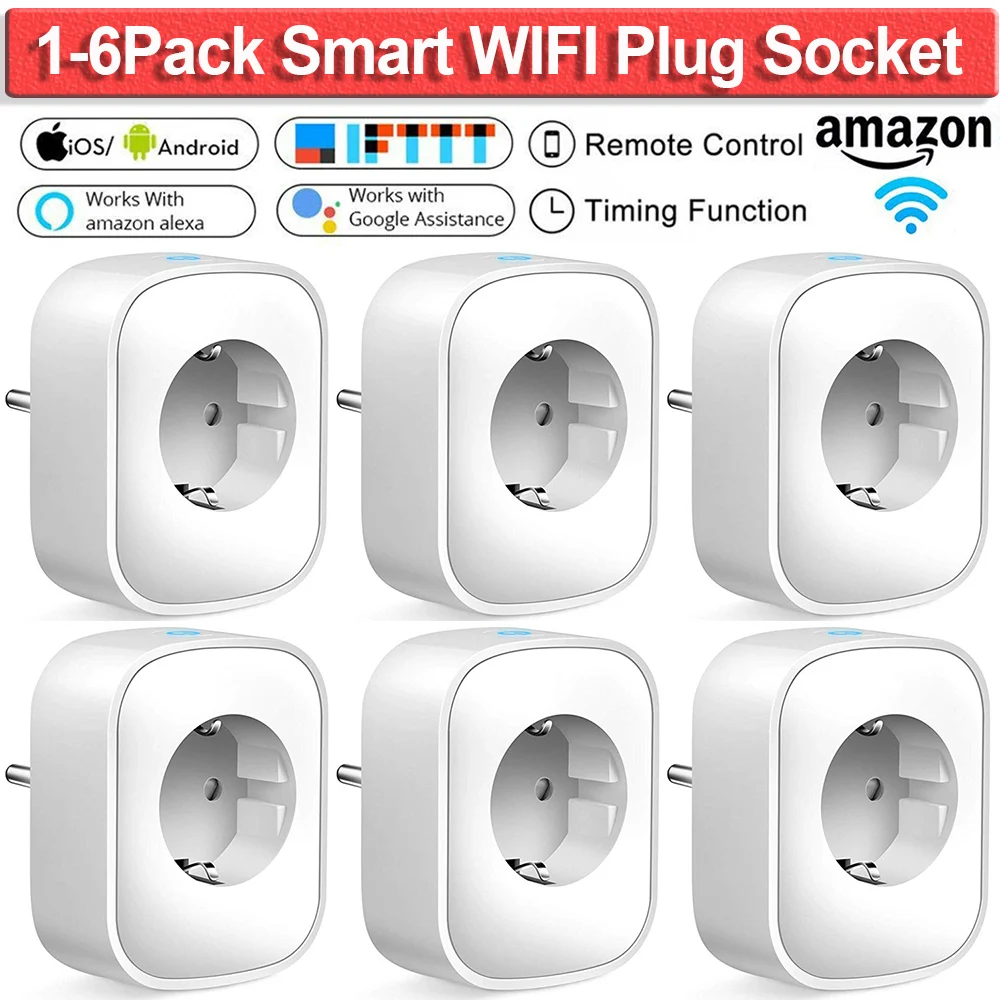 

Smart Plug WiFi Outlet Mini Plug Works with Amazon Alexa Google Home Wireless Smart Socket Timer Plug Smart WIFI Sockets D40