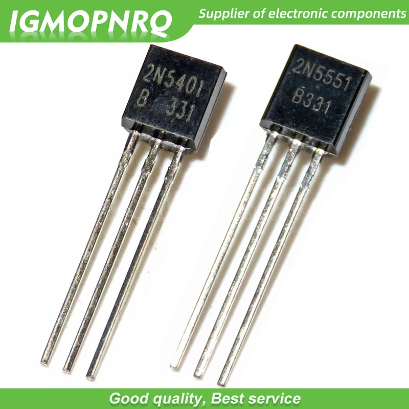 100 пар 2N5551 2N5401 5551 5401 TO-92 (100 шт. * + 2N5551) биполярные транзисторы-BJT PNP Gen Pr Amp |