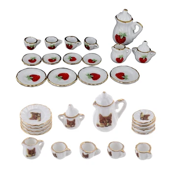 30Pcs 1/12 Dollhouse Miniature Dining Ware Porcelain Tea Set - 15Pcs Strawberry Pattern & 15Pcs Cute Cat Pattern
30Pcs 1/12 Dollhouse Miniature Dining Ware Porcelain Tea Set - 15Pcs Strawberry Pattern & 15Pcs Cute Cat Pattern