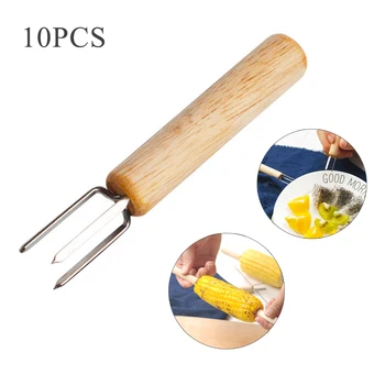 10pcs Stainless Steel Corn Fork Corncob Skewers Corncob Holder Portable Multifunctional BBQ Accessories with Wooden Handle
10pcs Stainless Steel Corn Fork Corncob Skewers Corncob Holder Portable Multifunctional BBQ Accessories with Wooden Handle