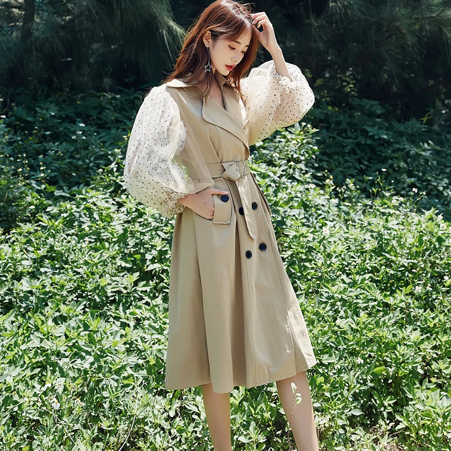 Vintage Mesh Patchwork Autumn Dress Women Sexy Turndown Perspective Puff Sleeve Midi Dresses Female Elegant Korean Office Dress
Vintage Mesh Patchwork Autumn Dress Women Sexy Turndown Perspective Puff Sleeve Midi Dresses Female Elegant Korean Office Dress