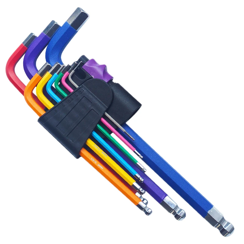 9PCS Hex Key Set Ball End Hex Key Set Folding Hex Key Wrench Tool Set with Notched End Durable Color Hex L-Wrench Tools Kit
9PCS Hex Key Set Ball End Hex Key Set Folding Hex Key Wrench Tool Set with Notched End Durable Color Hex L-Wrench Tools Kit