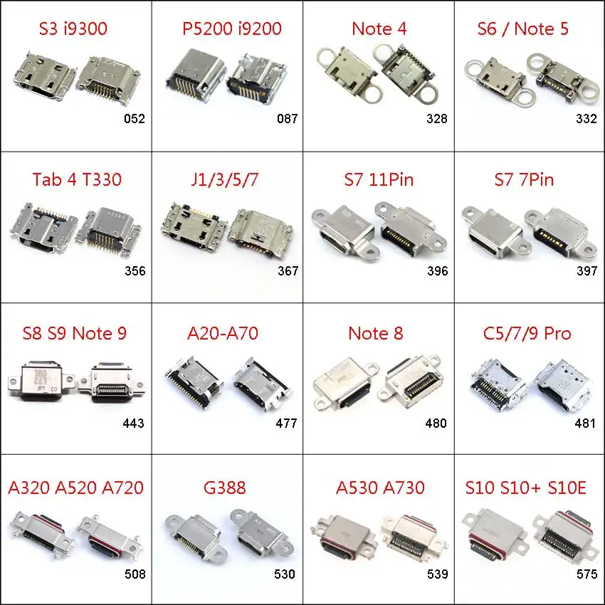 

1pc Charging Port For Samsung Galaxy S3 i9300 P5200 Note 4 5 8 9 S6 edge S7 S8 S9 S10 Plus J1 J3 Micro USB Connector Jack Socket