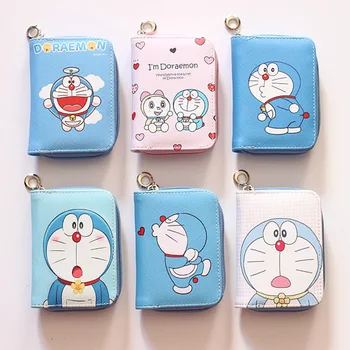 

KANDRA Cute Cartoon Small Zipper Wallet Coin Purse for Women Pu Leather Doraemon Short Wallets Girls Card Holder Mini Bag Gift