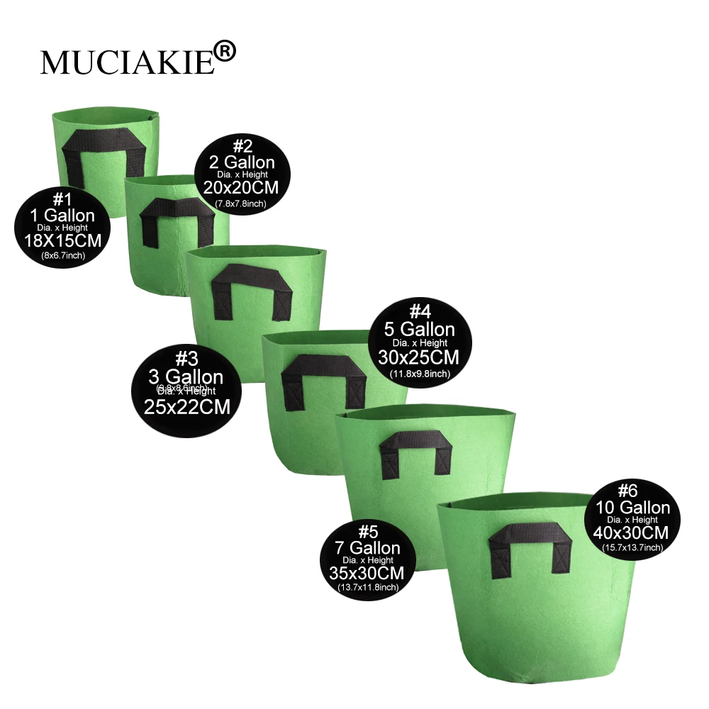 MUCIAKIE 1-10 Gallonr Fabric Grow Bags Breathable Pots Planter Root Pouch Container Plant Smart Pots with Handles
MUCIAKIE 1-10 Gallonr Fabric Grow Bags Breathable Pots Planter Root Pouch Container Plant Smart Pots with Handles