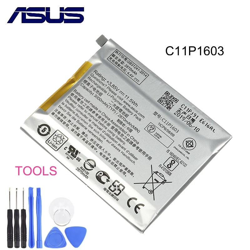 Orginal Asus C11P1603 Battery For ASUS Zenfone 3 Zenfone3 ZS550 M630 Deluxe 5.7inch Z016D ZS570KL 2870mAh High Capacity
Orginal Asus C11P1603 Battery For ASUS Zenfone 3 Zenfone3 ZS550 M630 Deluxe 5.7inch Z016D ZS570KL 2870mAh High Capacity