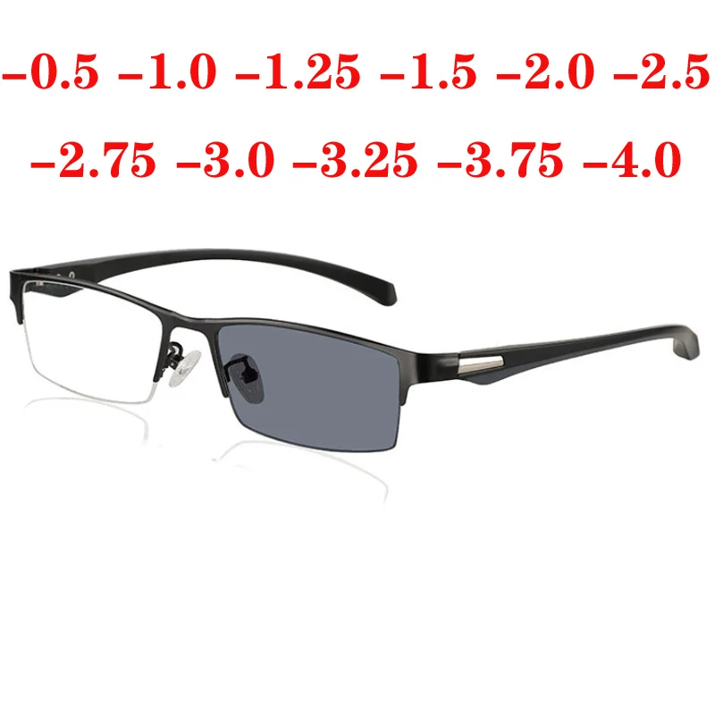 Sun Photochromic Myopia Eyeglasses Optical Men student Finished Myopia Eyewear prescription Glasses Frame Half Rim -1.0 To -4.0
Sun Photochromic Myopia Eyeglasses Optical Men student Finished Myopia Eyewear prescription Glasses Frame Half Rim -1.0 To -4.0