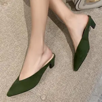 Karinluna New Arrivals High Quality Med Heels Mules Pumpes Kid Suede Summer Women Shoes Woman Pumps Female 
Karinluna New Arrivals High Quality Med Heels Mules Pumpes Kid Suede Summer Women Shoes Woman Pumps Female