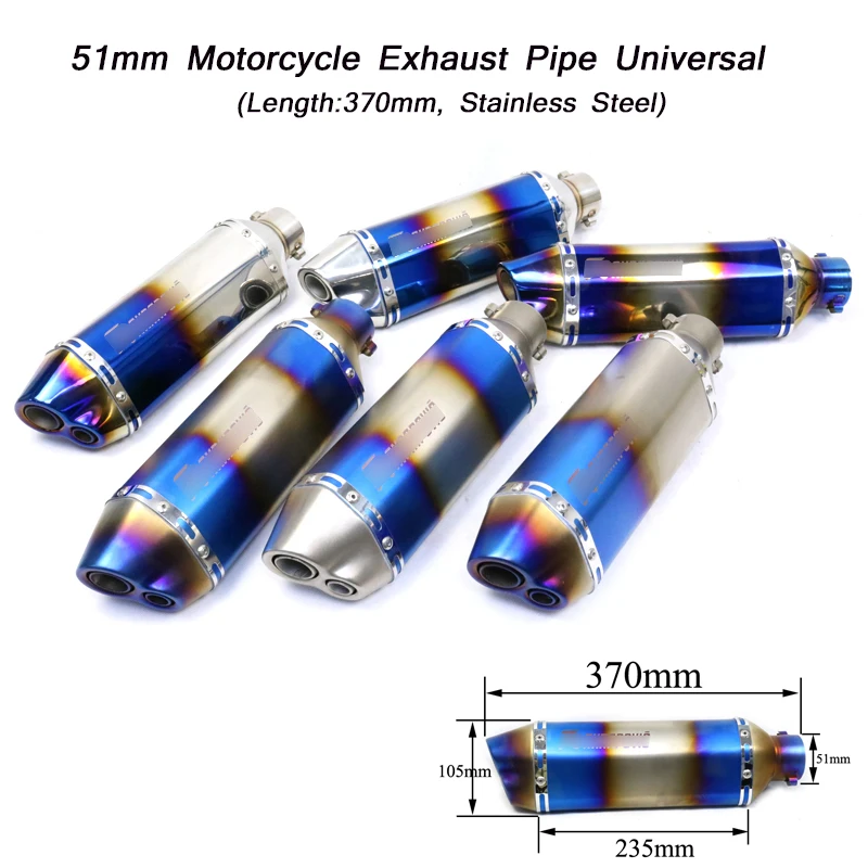Universal 51mm Enter Motorcycle Exhaust Muffler Pipe Stainless Steel Silp on 370mm Length Silencer System
Universal 51mm Enter Motorcycle Exhaust Muffler Pipe Stainless Steel Silp on 370mm Length Silencer System