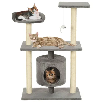 Cat Tree with Sisal Scratching Posts 95 cm Grey Feature-packed Multi-level Play Center Sisal Cat Climbing Frame Cat Litter Small
Cat Tree with Sisal Scratching Posts 95 cm Grey Feature-packed Multi-level Play Center Sisal Cat Climbing Frame Cat Litter Small
