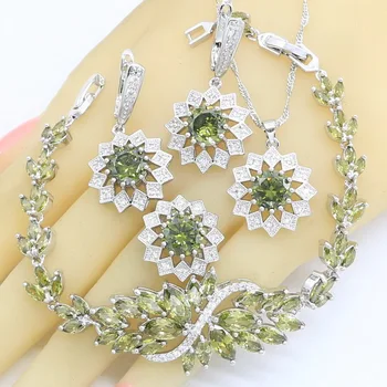 Olive Green Zircon Silver Color Jewelry Sets For Women Bracelet Earrings Necklace Pendant Rings Free Gift Box
Olive Green Zircon Silver Color Jewelry Sets For Women Bracelet Earrings Necklace Pendant Rings Free Gift Box