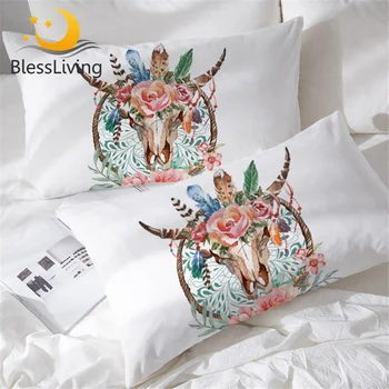 BlessLiving Cow Skull Pillow Cases Shams Dreamcatcher Decorative Pillocase Boho Rose Sleeping Pillow Cover Gothic White Bedding
BlessLiving Cow Skull Pillow Cases Shams Dreamcatcher Decorative Pillocase Boho Rose Sleeping Pillow Cover Gothic White Bedding
