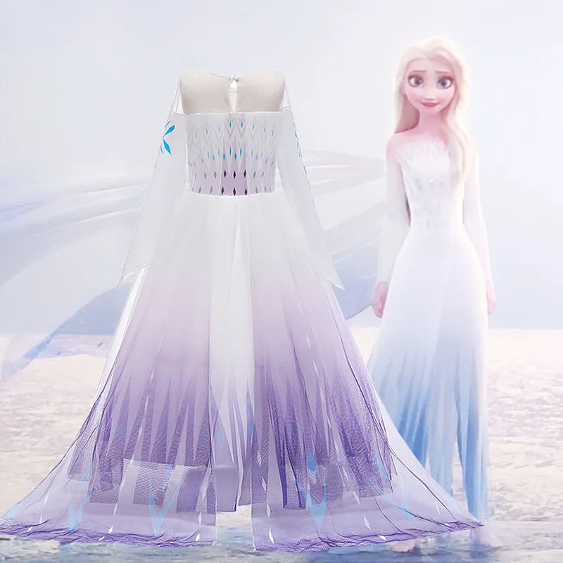 

Fashiong Elsa Princess dress new Disney children's clothing Frozen 2 Aisha Princess dress costume girls mesh dress