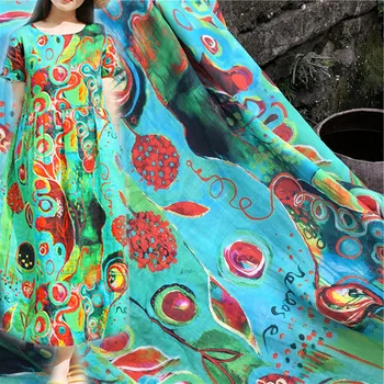 High-end pure ramie fabric digital printing tissu Summer thin Style clothes Gown Dress material
High-end pure ramie fabric digital printing tissu Summer thin Style clothes Gown Dress material