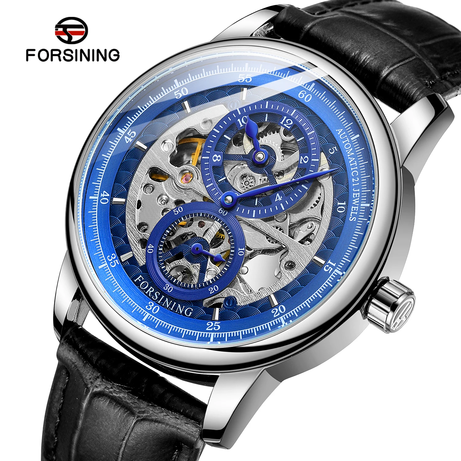 

Forsining Watch True Leather Strap Skeleton Automatic Machanical Men's Watches For Man Fashion Business Watch Relogio Masculino