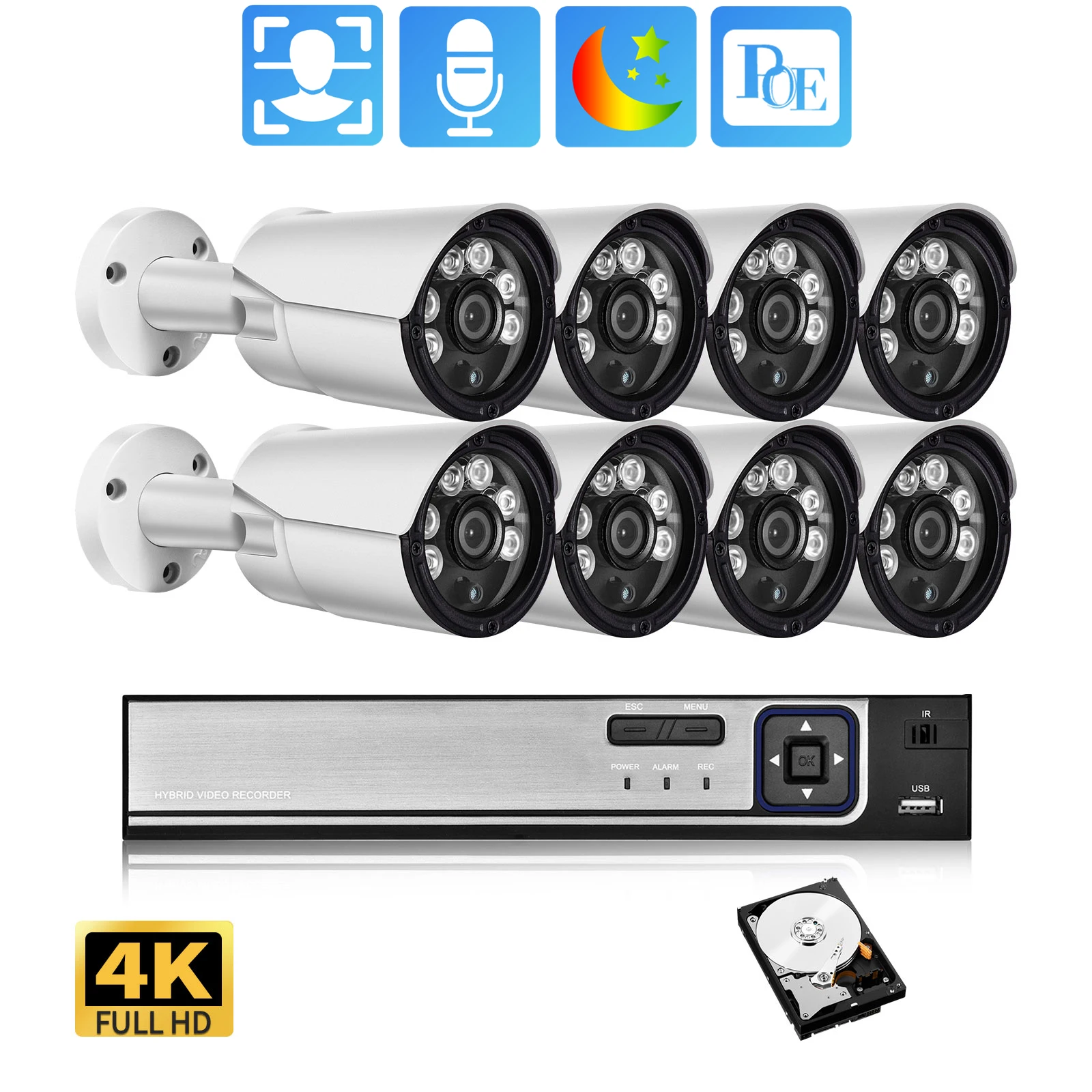 Система видеонаблюдения Gadinan, 4K, Ultra HD, 8 Мп, NVR, аудио, распознавание лица, ночное видение
Система видеонаблюдения Gadinan, 4K, Ultra HD, 8 Мп, NVR, аудио, распознавание лица, ночное видение