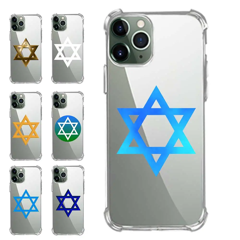 Corner Extra Protection Transparent TPU Phone Cases For Samsung A50 A70 M20 M30 NOTE S 9 10 11 20 Plus Pro Jewish Star of David | Мобильные