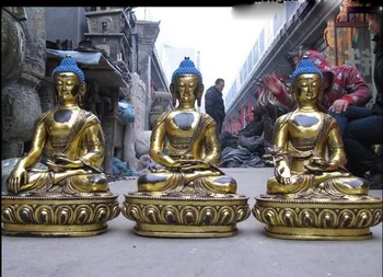 19"Tibet Buddhism Temple Bronze Gild three Sakyamuni Ru Lai Buddha statue set
19"Tibet Buddhism Temple Bronze Gild three Sakyamuni Ru Lai Buddha statue set