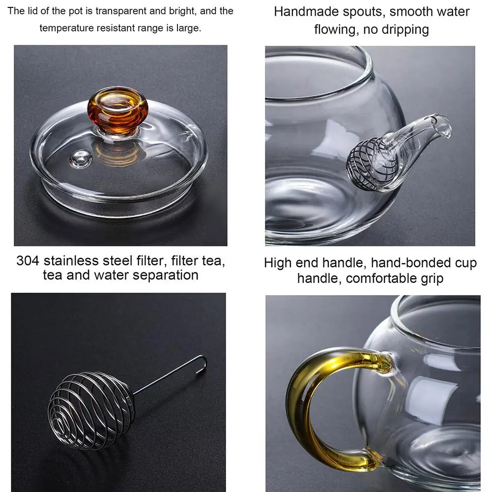 resistant tea set handmade high borosilicate glass teapot for
