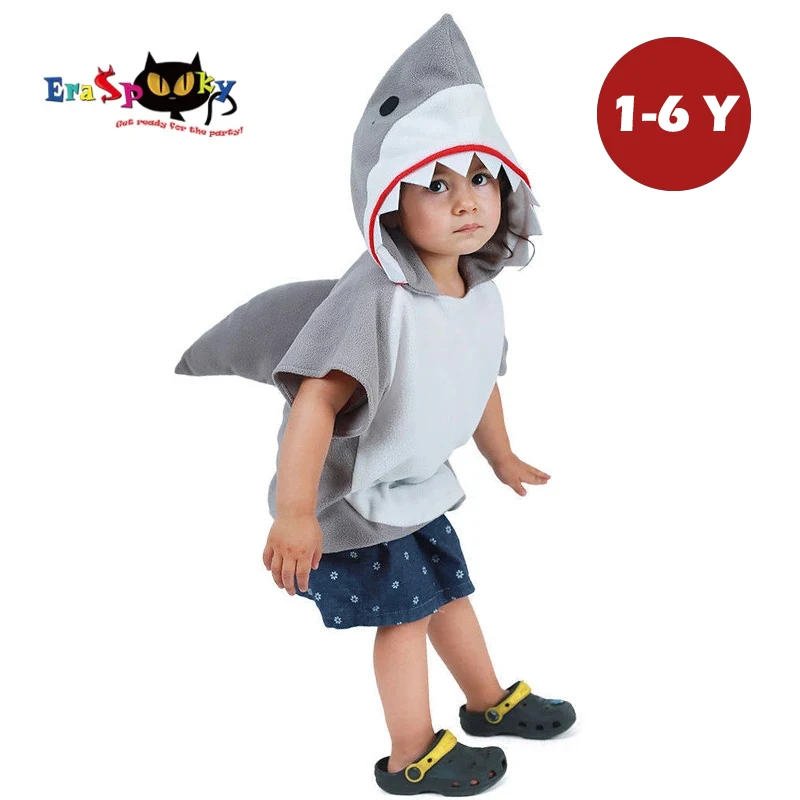

Eraspooky 1-6Years Cute Hood Shark Cosplay Halloween Costume For Kids Children Animal Toddler Carnival Party Cartoon Fancy Dress