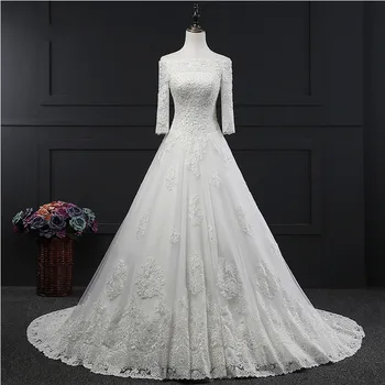Tulle Lace Boat Neck Half Sleeves Wedding Dresses Off Shoulder Floor Length Appliques With Court Train A Line Bridal Dress Gown
Tulle Lace Boat Neck Half Sleeves Wedding Dresses Off Shoulder Floor Length Appliques With Court Train A Line Bridal Dress Gown
