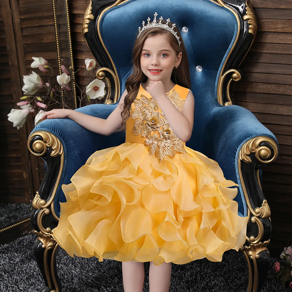 

Children's Flower Evening Dress Girls Baby Sweet Princess Dress Catwalk Host Piano Playing Birthday Flower Girl Dress Ball Gowns