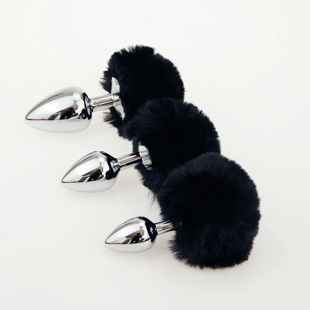 Металлическая анальная пробка Metal by Toyfa с хвостом черно-бурой лисы M, серебристая 0T-00015217 - TOYFA - Анальные пробки с хвостом - Купить