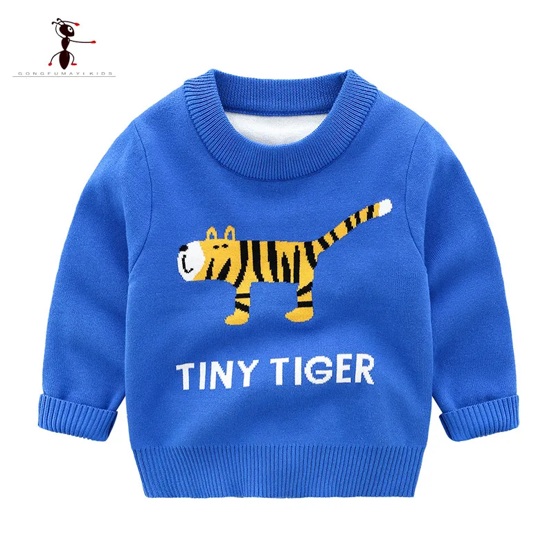 

New 2019 Kung Fu Ant Autumn Patchwork Pattern Casual Style Winter Knitted Boys Sweaters for Hot Students 3T-8T Baby Clothes