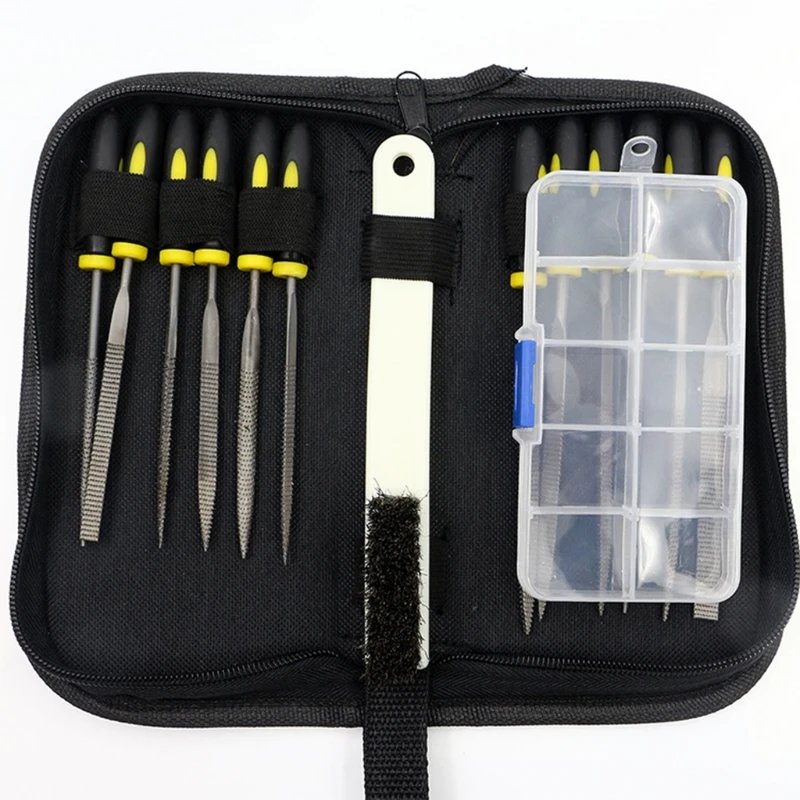 Wood Rasp File Kit 12 Assorted Small Metal Needle Files Set with Brush Box Bag Q39F
Wood Rasp File Kit 12 Assorted Small Metal Needle Files Set with Brush Box Bag Q39F