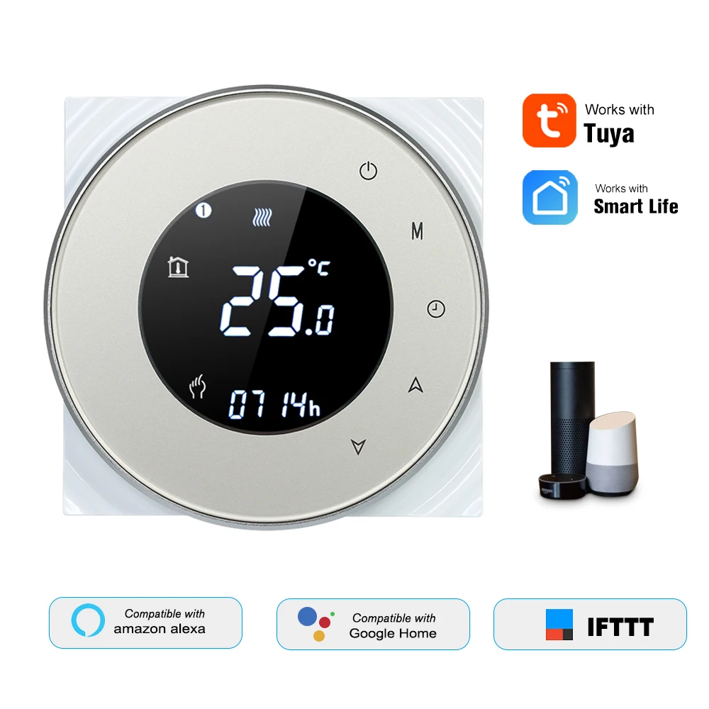 Programmable Gas Boiler Heating Thermostat Dry Contact Temperature Controller Touchscreen LCD with Backlight Voice Control Home
Programmable Gas Boiler Heating Thermostat Dry Contact Temperature Controller Touchscreen LCD with Backlight Voice Control Home
