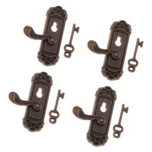 

4 Pieces 1/12 Scale Dolls House Miniature Right Handle key Set Door Knob Fittings
