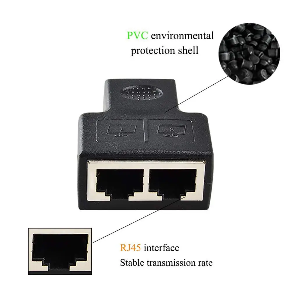 2pc For RJ45 1 To 2 Ethernet Splitter Adapter Female To Female Network LAN Internet Hub White And Black Lightweight Plastic
2pc For RJ45 1 To 2 Ethernet Splitter Adapter Female To Female Network LAN Internet Hub White And Black Lightweight Plastic
