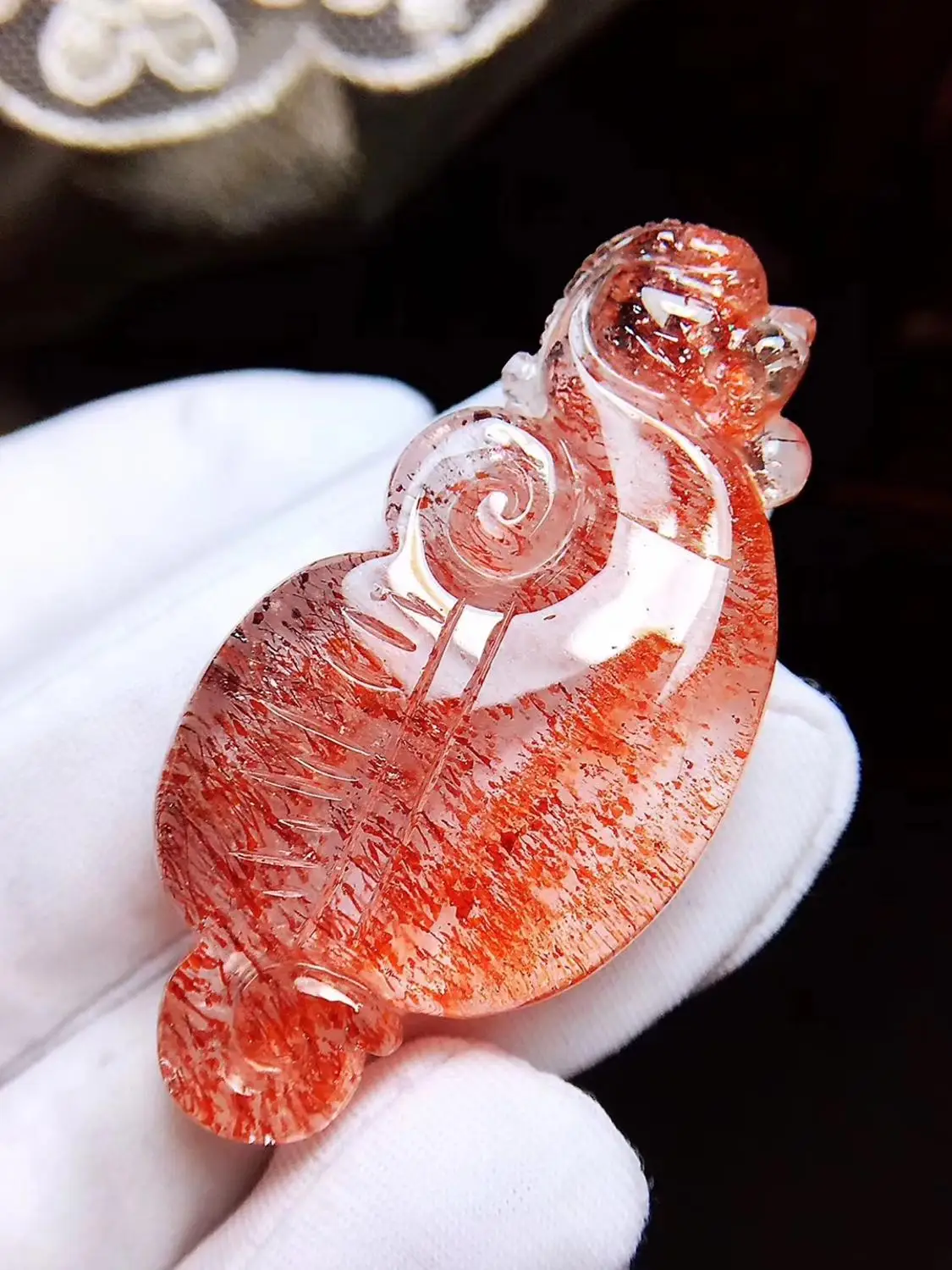 Natural Red Super Seven Lepidocrocite Rutilated Quartz Crystal Pendant 52x23x9mm Gemstone Crystal Bless Carved Certificate AAAAA
Natural Red Super Seven Lepidocrocite Rutilated Quartz Crystal Pendant 52x23x9mm Gemstone Crystal Bless Carved Certificate AAAAA