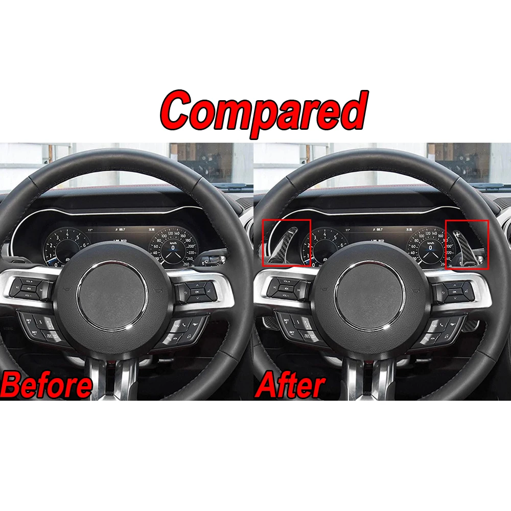 Auto Black Steering Wheel Paddle Shifter Extension For Ford Mustang 2015-2019