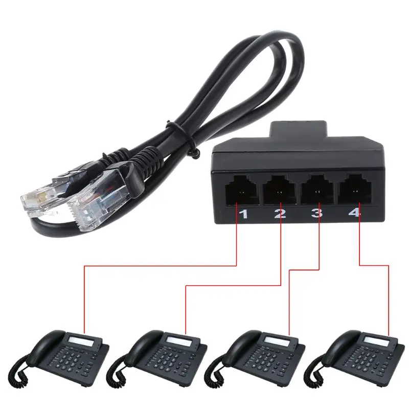 Переходник RJ11 6P4C (гнездо) на 4 Ethernet RJ45 8P8C (штекер) F/M 1 шт. | Компьютеры и офис