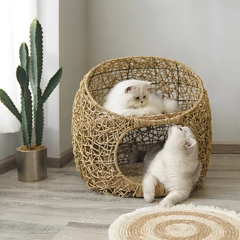 Nordic Style Rattan Cat Litter Four Seasons Universal Cat Litter House Villa Cat House Hanging Basket Indoor Double Cat Supplies 
Nordic Style Rattan Cat Litter Four Seasons Universal Cat Litter House Villa Cat House Hanging Basket Indoor Double Cat Supplies